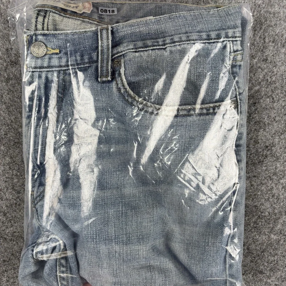 Levi's 514 Jeans Mens 36x32 Slim Straight Y2K Light Wash‎ Distressed Faded Blue